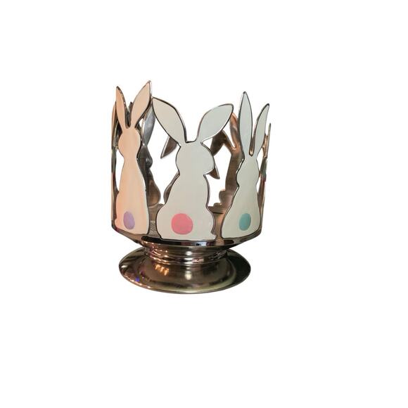 Bath & Body Works Bunny Rabbit Silhouette Pedestal 3 Wick Candle Holder Easter - Picture 1 of 4